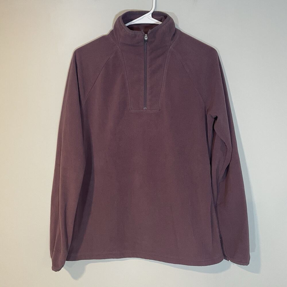 Eddie Bauer Womens Lightweight Quarter Zip Fleece Pullover Purple Size M Shirt